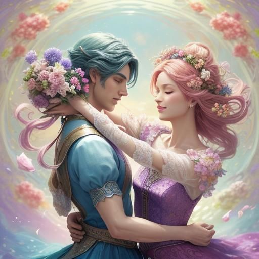 Vibrant Surrealism: Dancers in a Dreamlike Garden