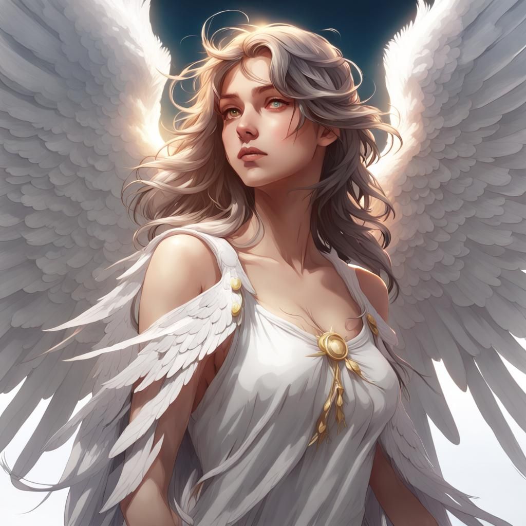 Anime Angel Portrait in Heaven