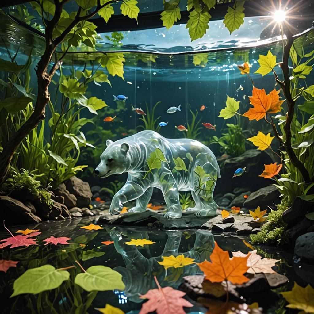 Translucent Polar Bear in an Aquarium