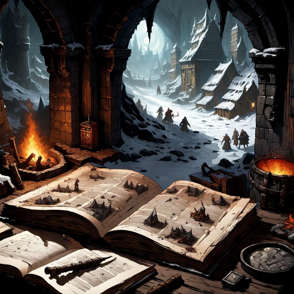 Winter March Scene in Dungeons and Dragons Art