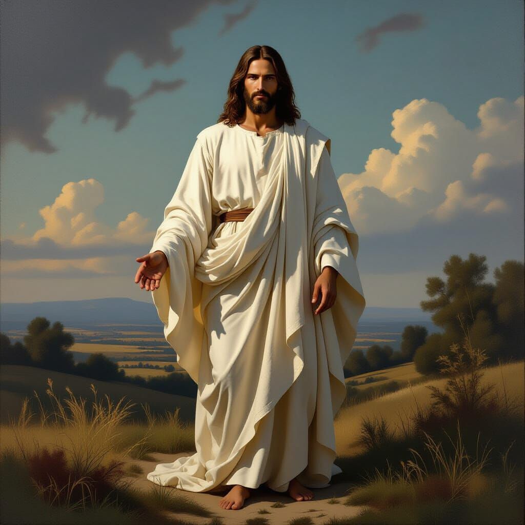 Jesus Christ in Serene Landscape, Caravaggio Style