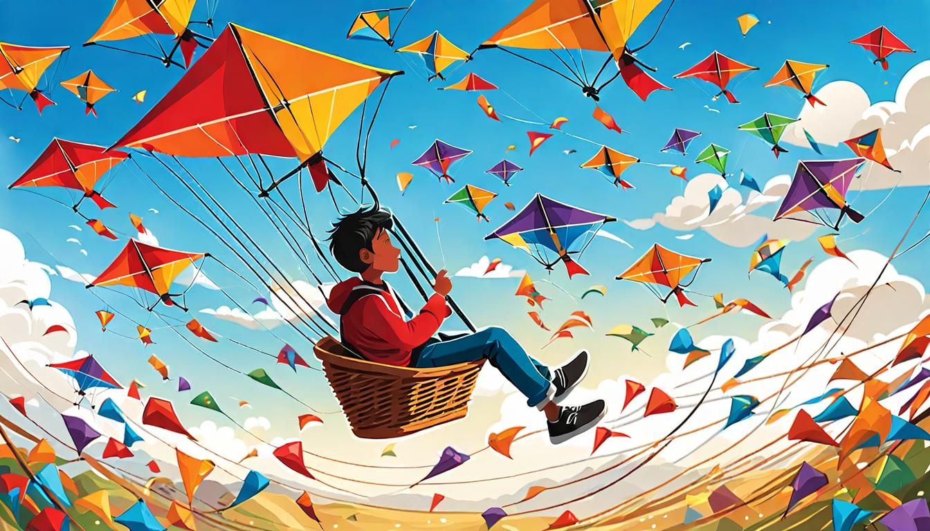 Fantasy Flight: Person in Kite-Powered Basket