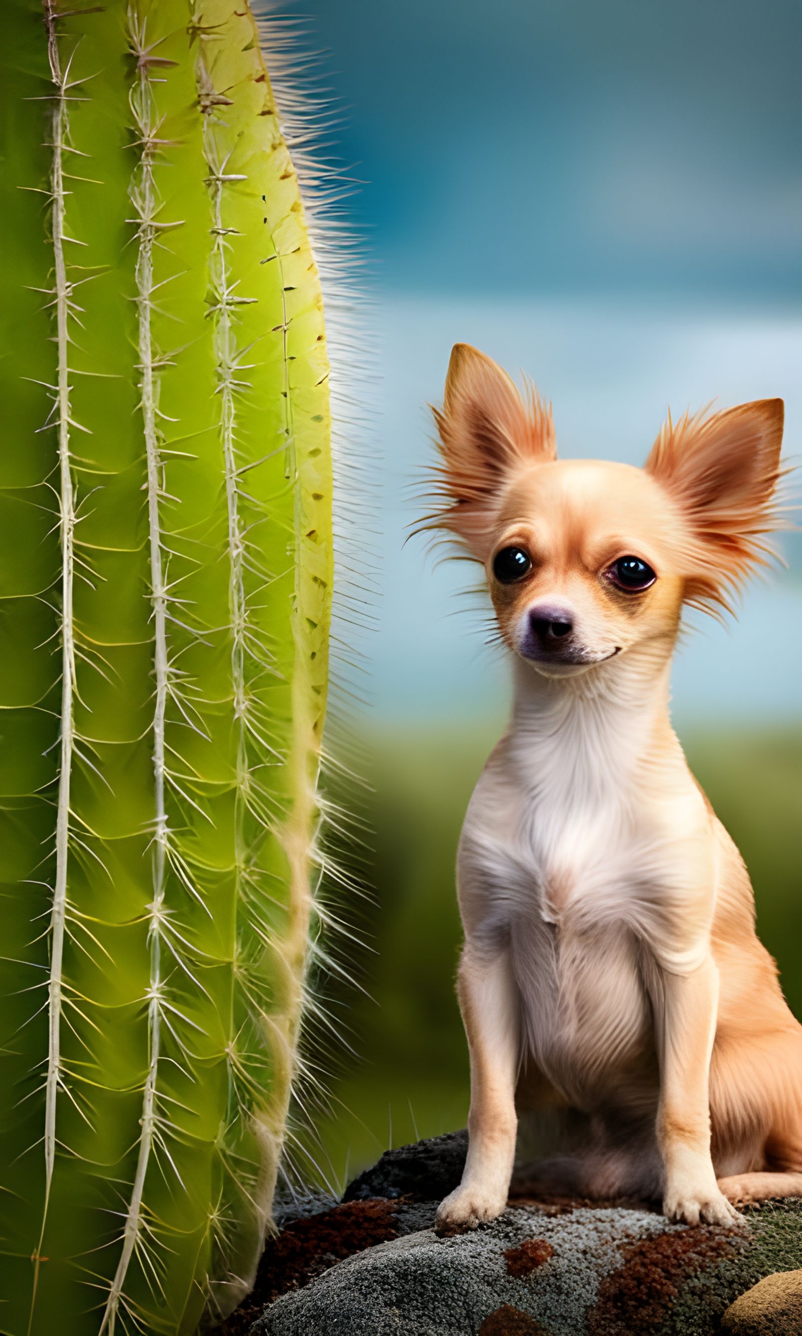 Chihuahua and Cactus: A Hyperrealistic Seascape