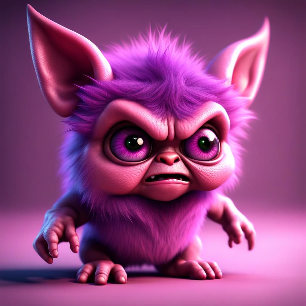 Adorable Angry Gremlin in Hyperrealistic CGI Fantasy Art