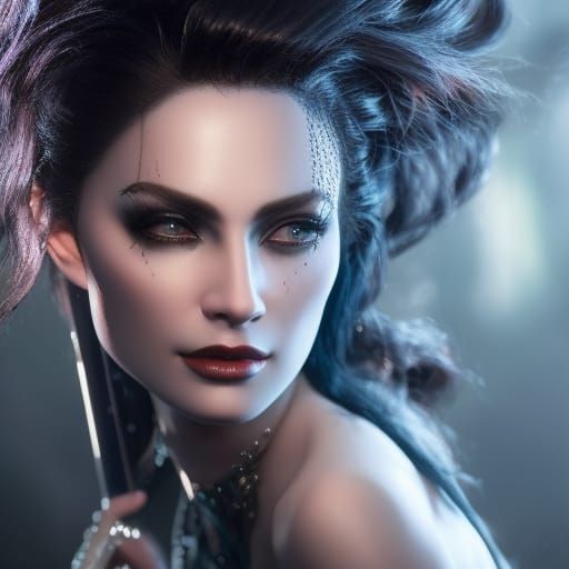 Gothic Vampire Queen Portrait in Hyperrealism