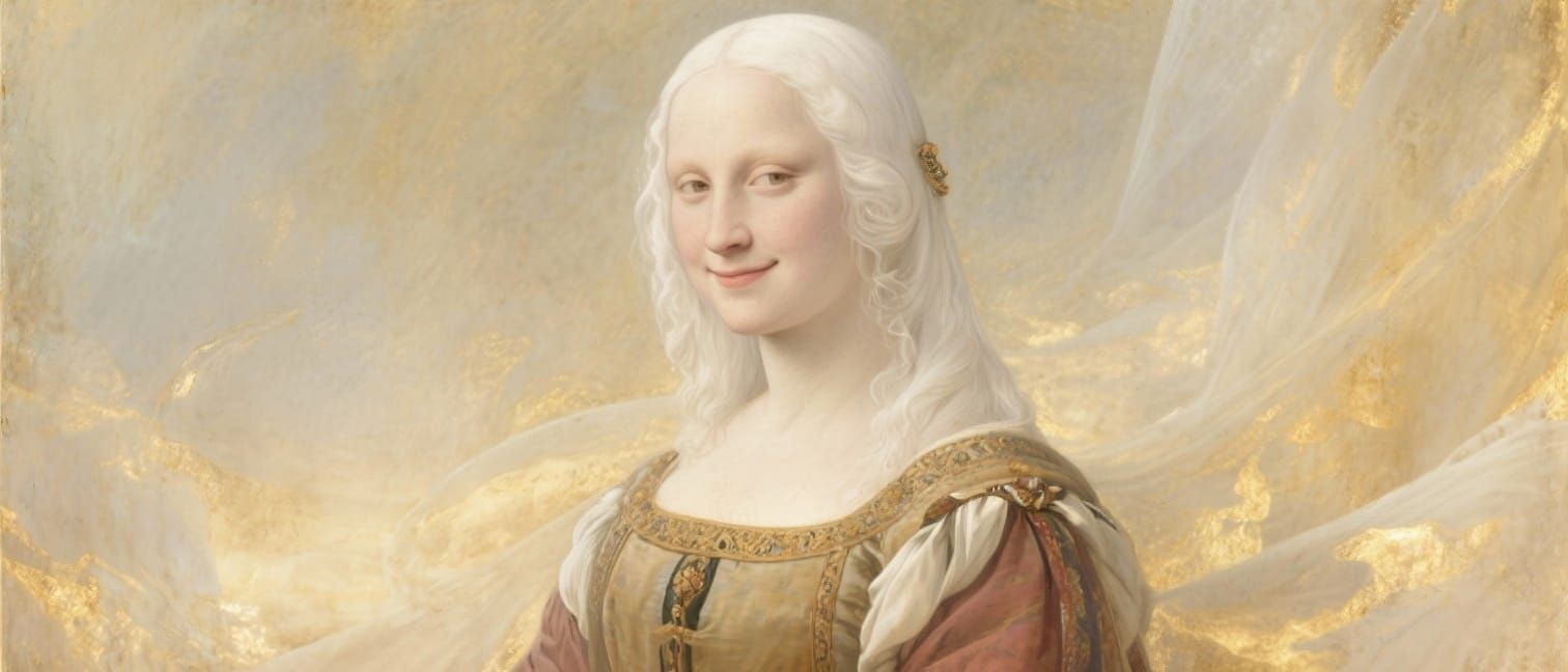Mona Lisa Portrait with Renaissance Attire and Golden Light