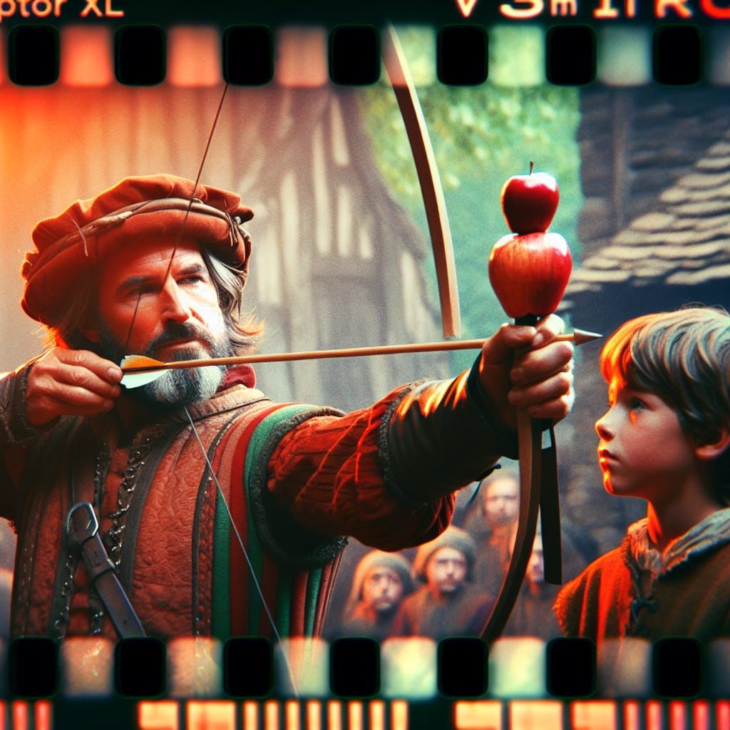 William Tell's Apple Shot: A Cinematic Scene