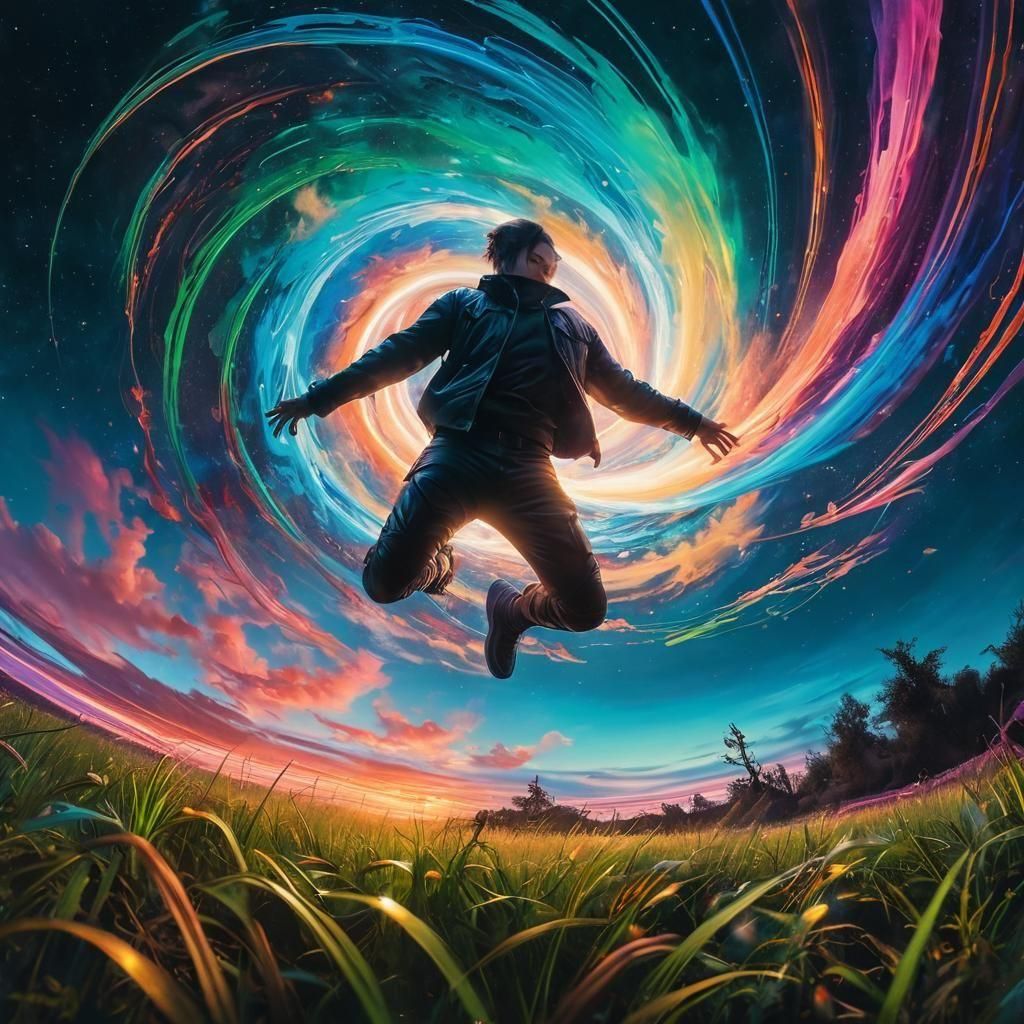 Psychedelic Earth Edge: A Hyperrealistic Action Painting