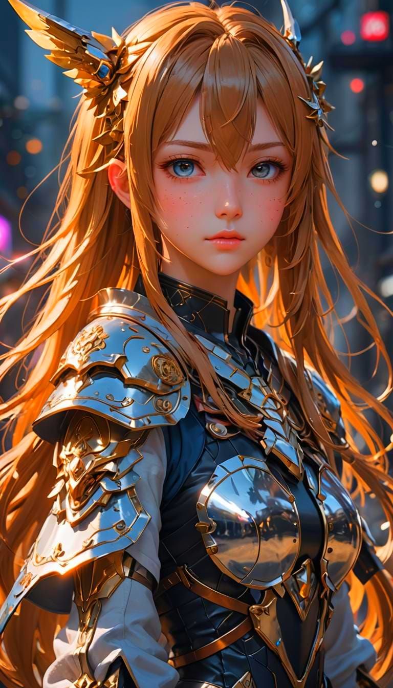 Anime Warrior in Armor, 3D Aesthetic Art