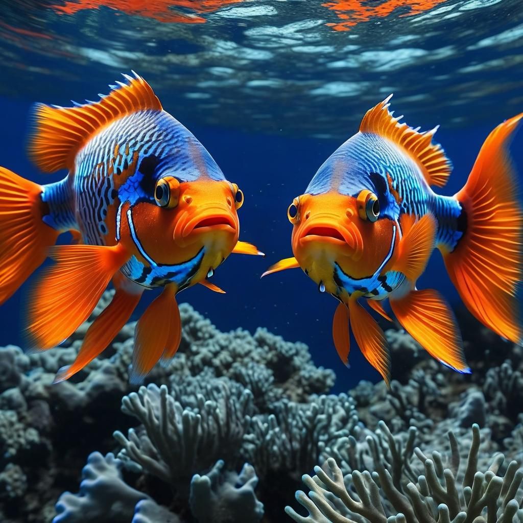 Vibrant Fish in Blue Coral Reef