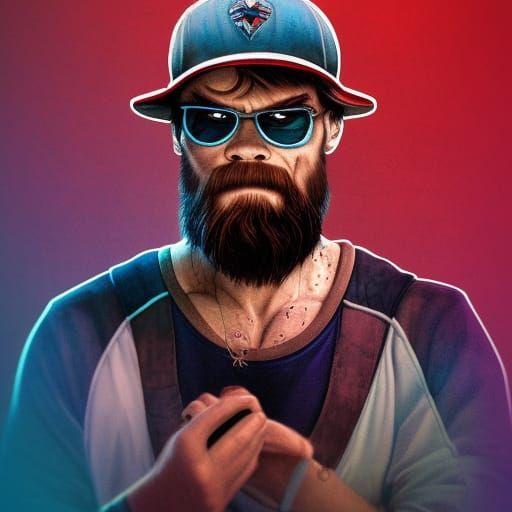 Cartoon Profile Picture with Long Hair and Beard