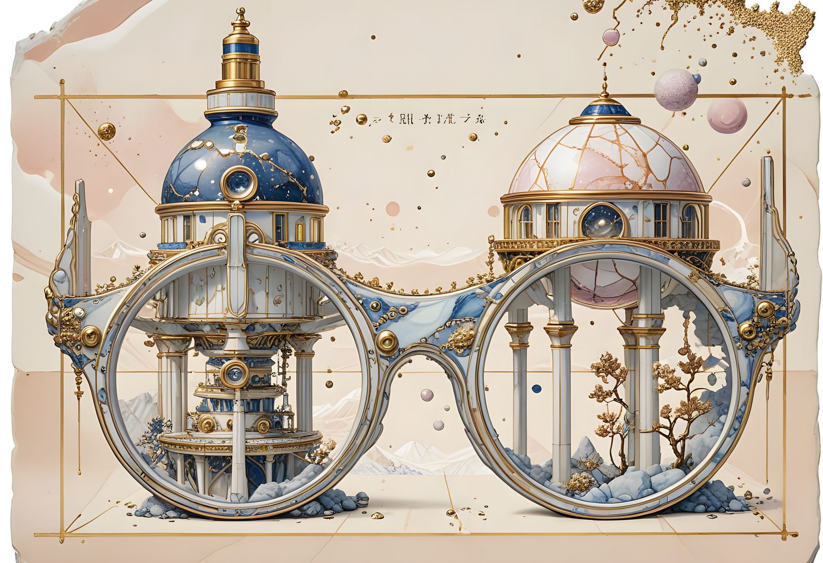 Stellar Particles Under Giant Microscope in Kintsugi Style