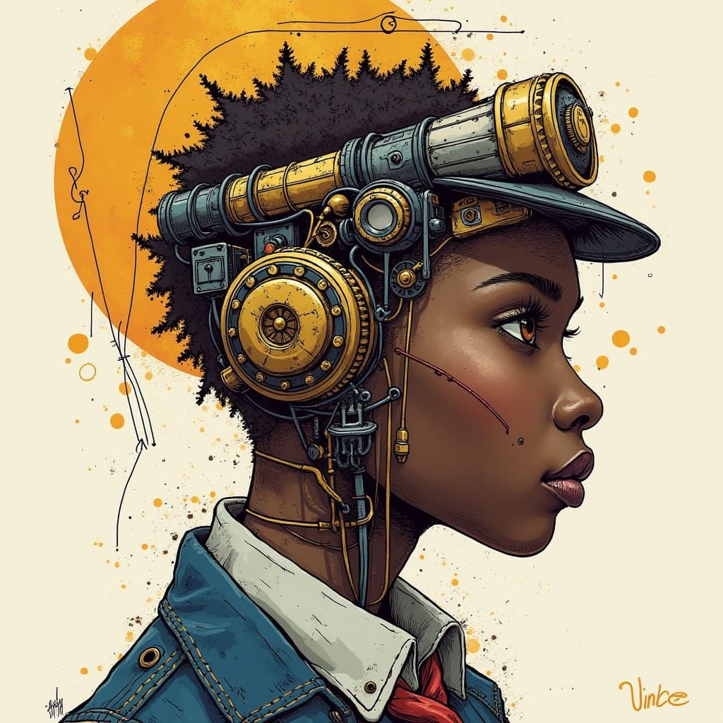 Steampunk Portrait Doodle Art