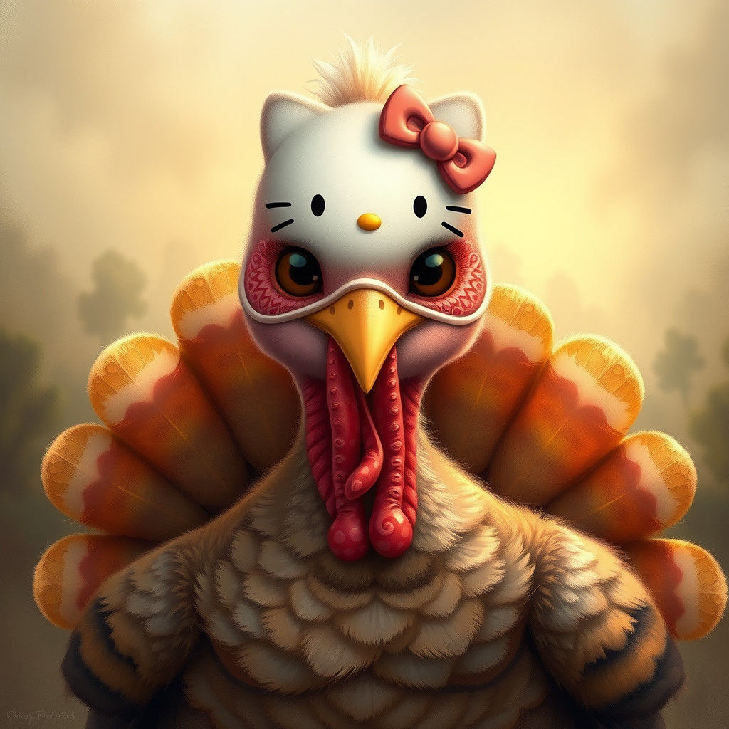 Mystical Turkey with Hello Kitty Mask