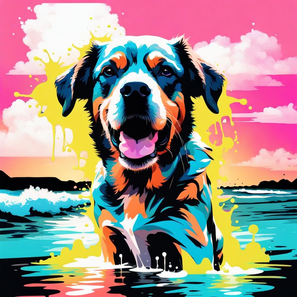 Neon Beach Heaven: Vector Splash Art