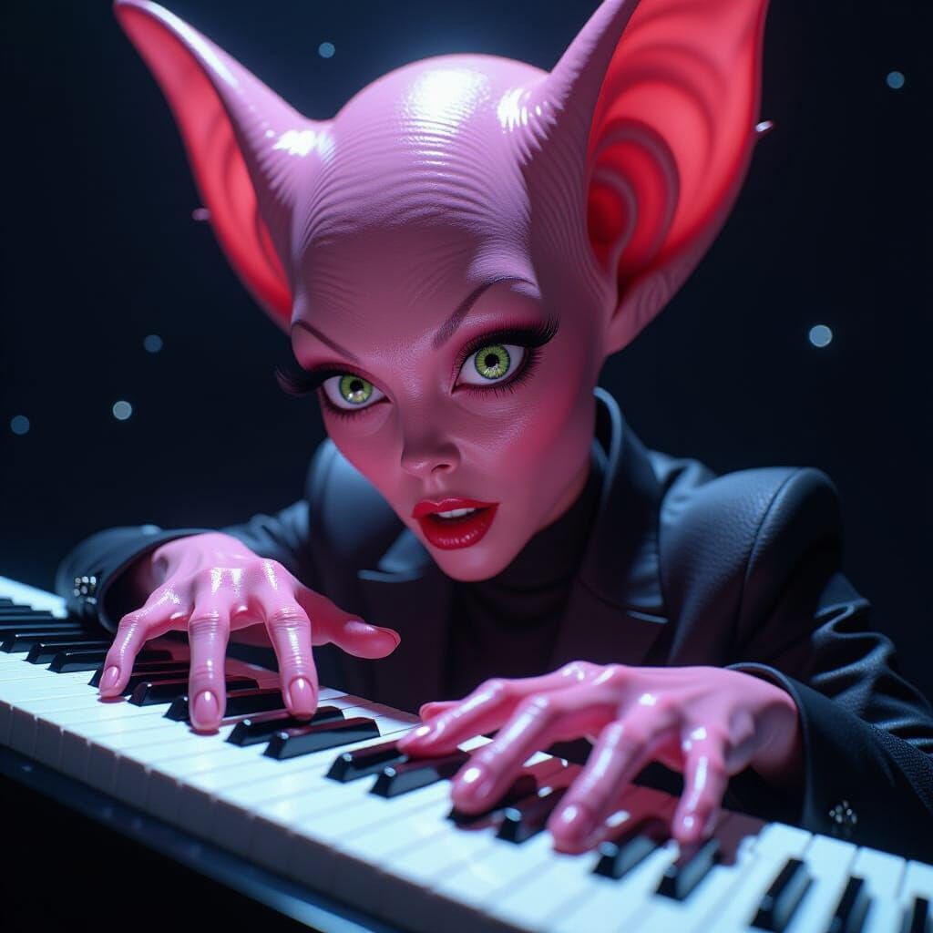 Extraterrestrial Piano Player in Space