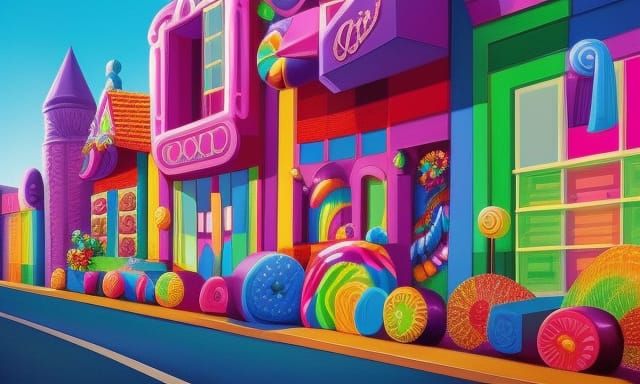 Candy Fence in Hyperrealistic Digital Illustration