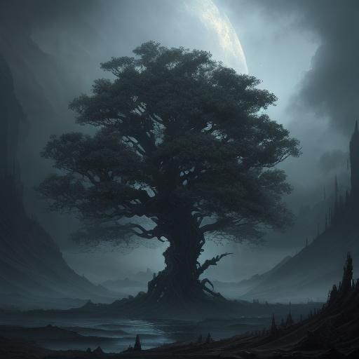 Epic Tree in Detailed Maximalist Digital Painting