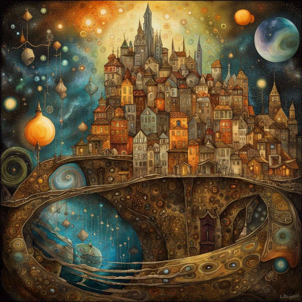 Ethereal Techno-Magical Landscape: Prismatic Surreal Art