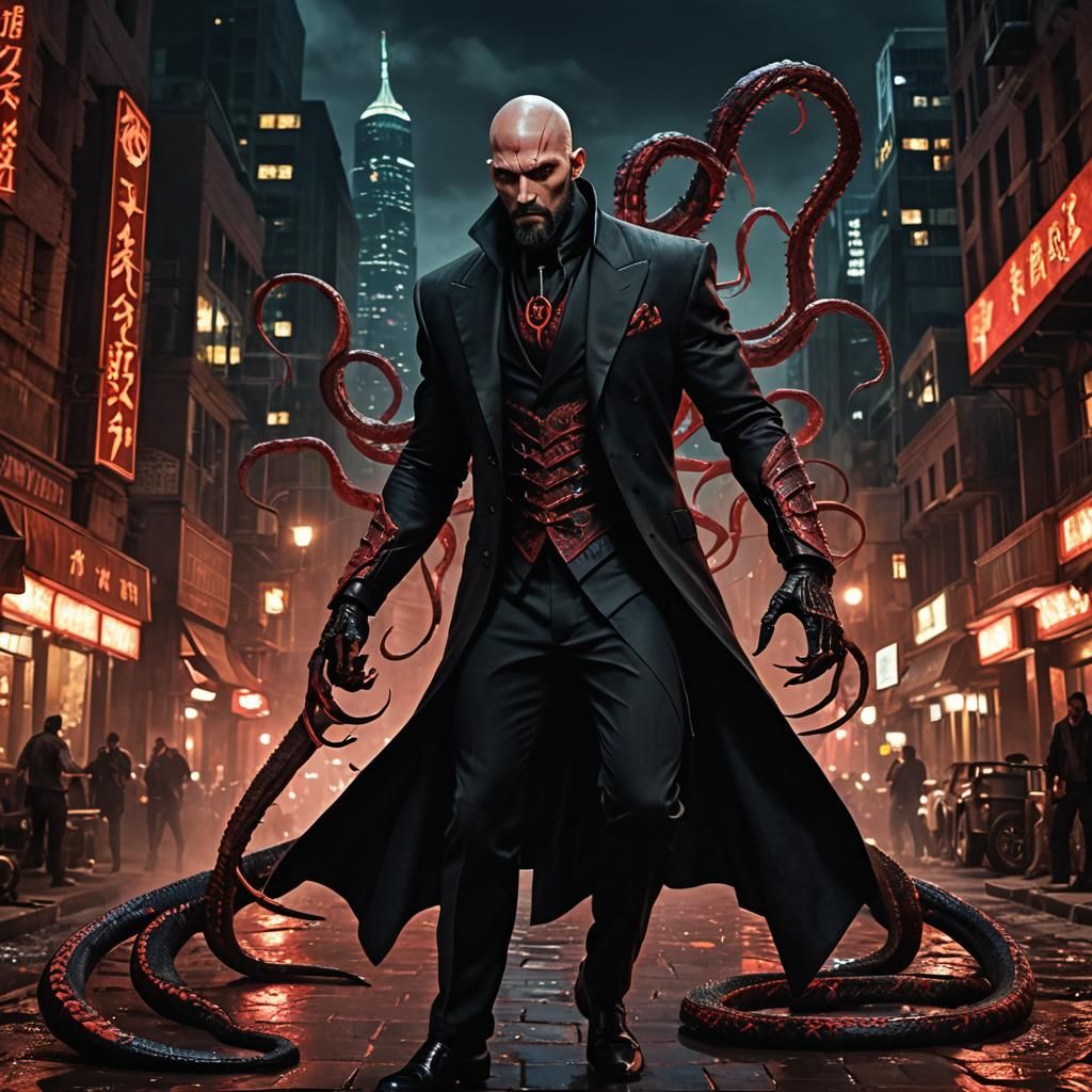 Changling Shapeshifter Conjures Blood Magic in Cityscape