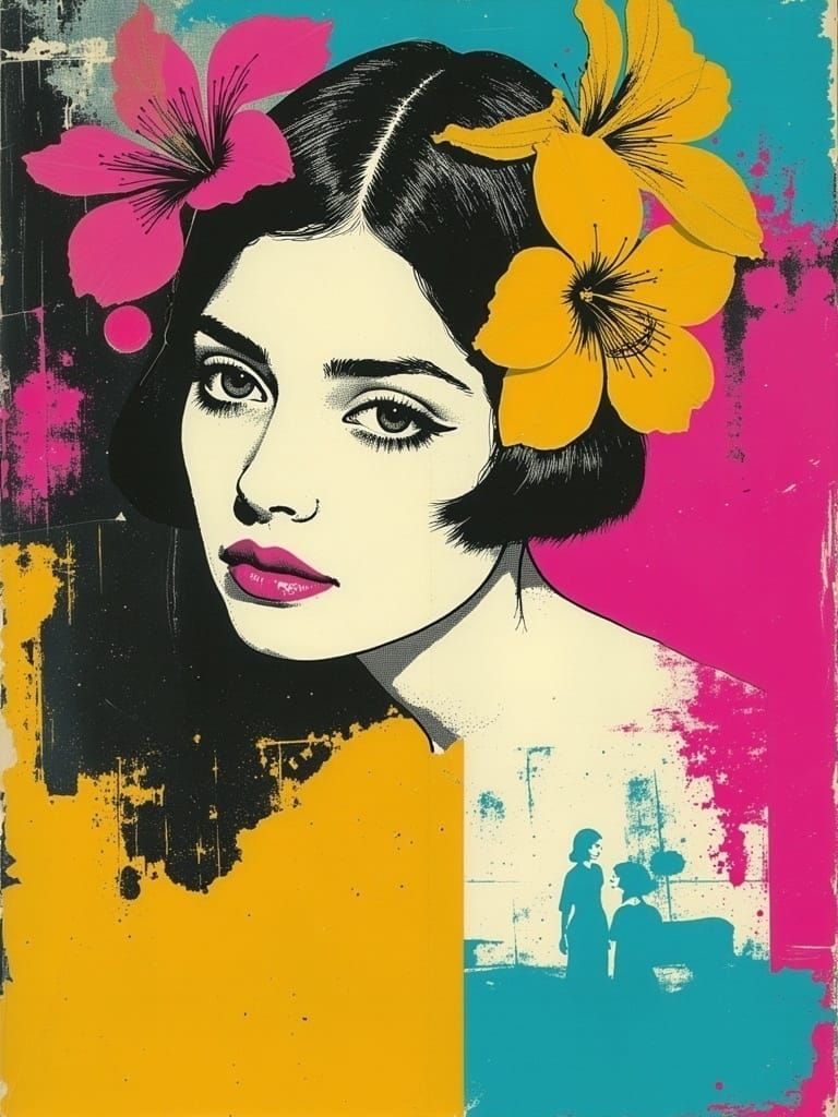 Geisha with Flowers: Magical Realism Fashion Sketch