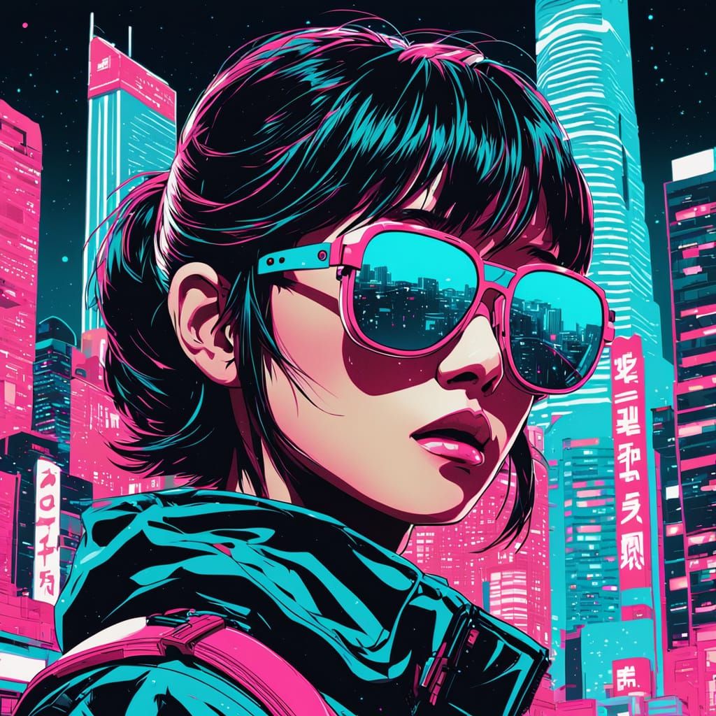 Retro-Futuristic Anime Art in Japanese Pop Style