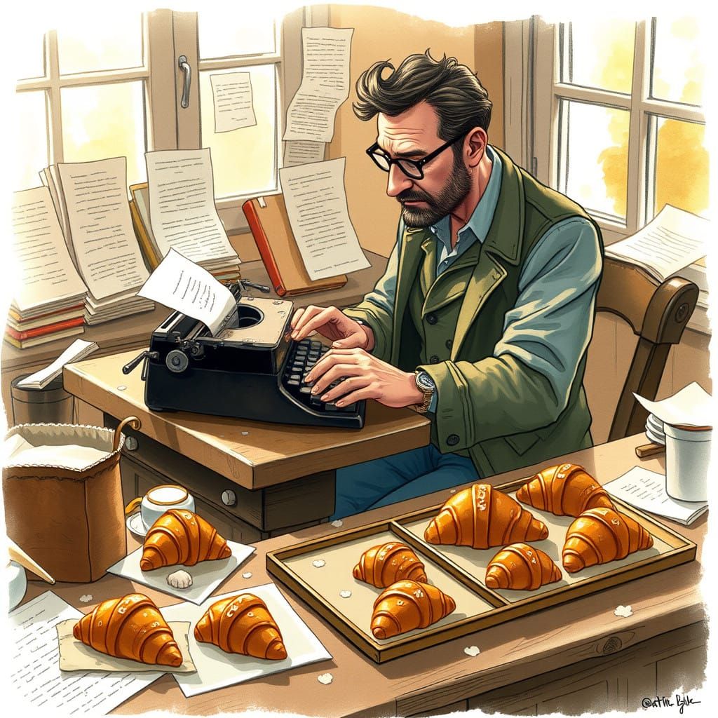French Writer Bakes Croissants in Whimsical Study
