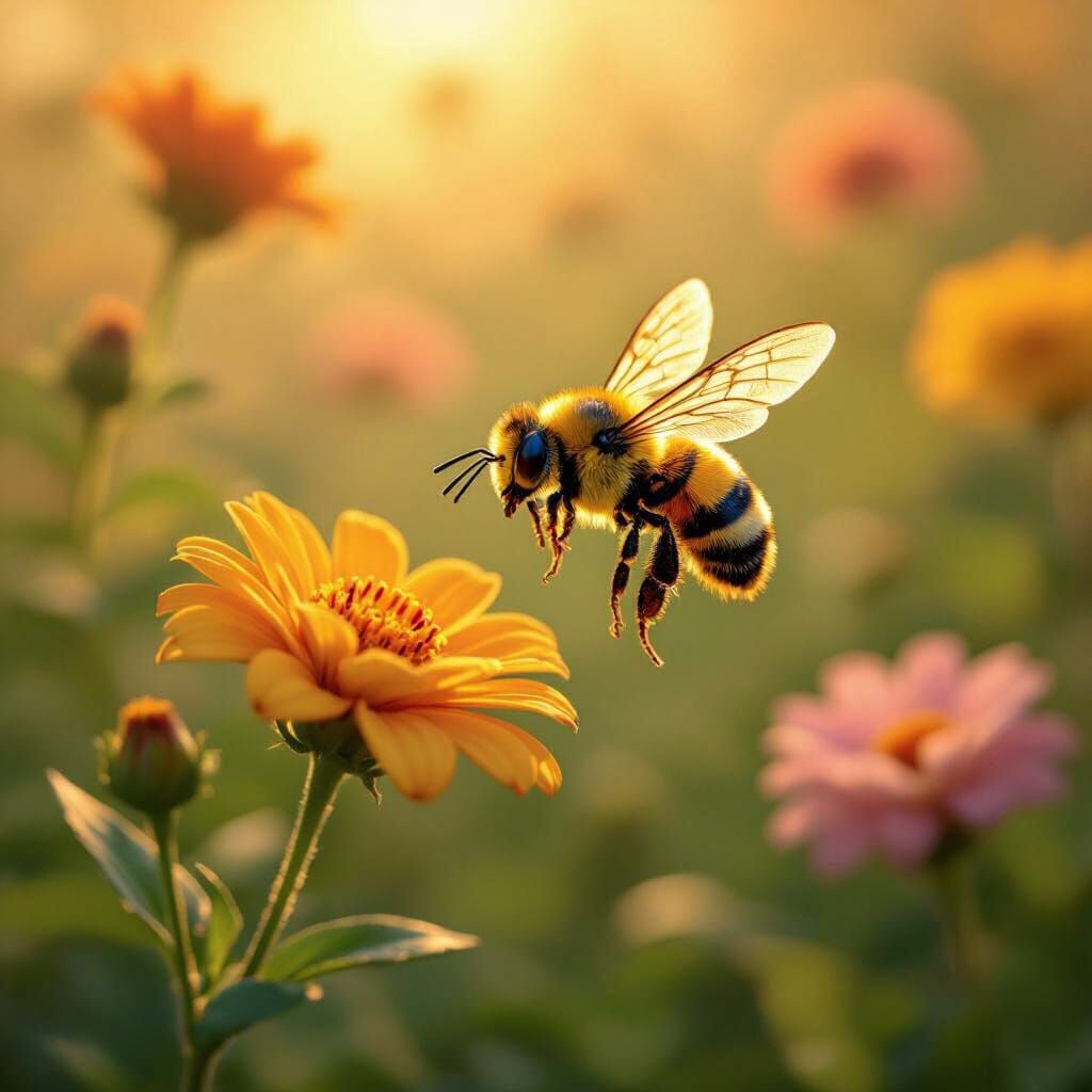 Bee in Garden Inspired by Bengali Art