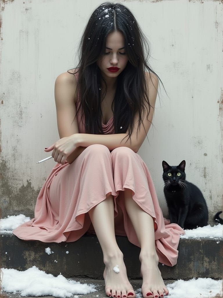 girl and cat