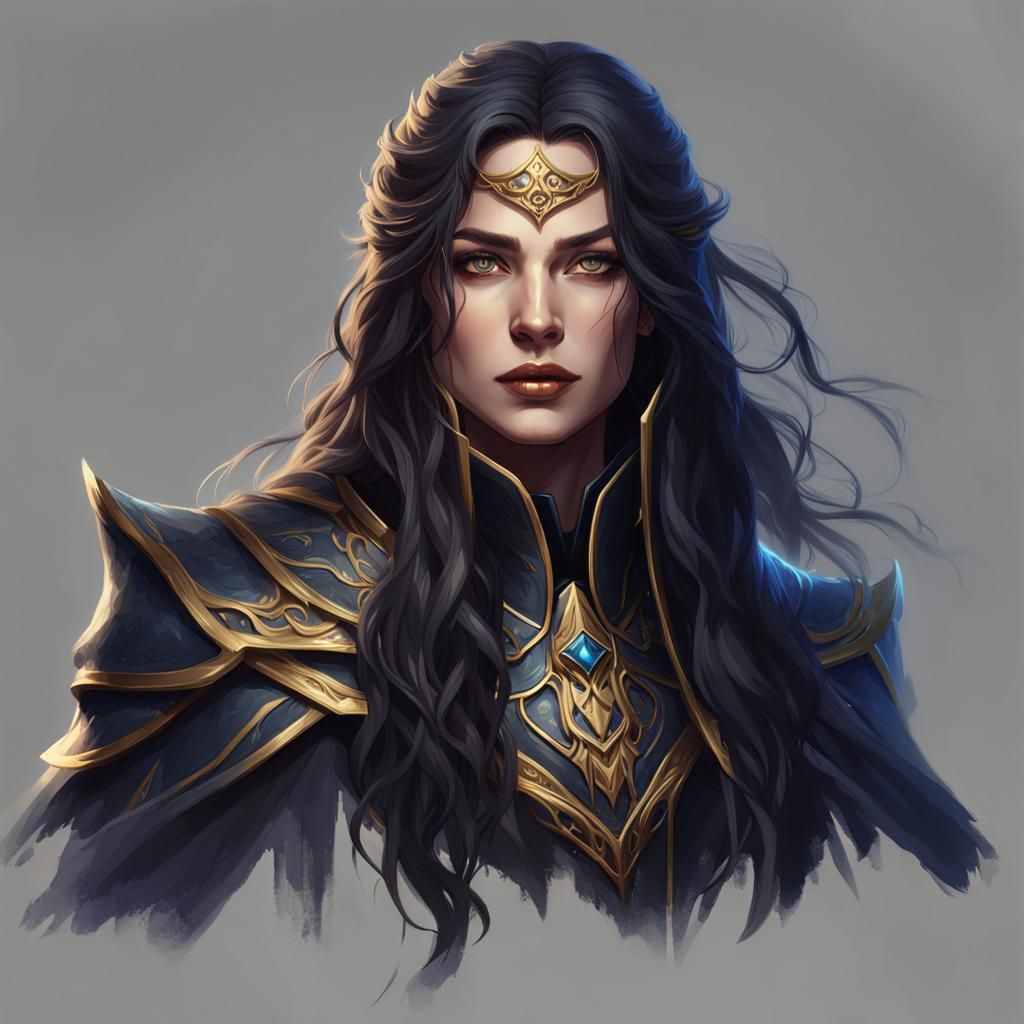 Elegant Twilight Cleric Portrait in Dramatic Lighting