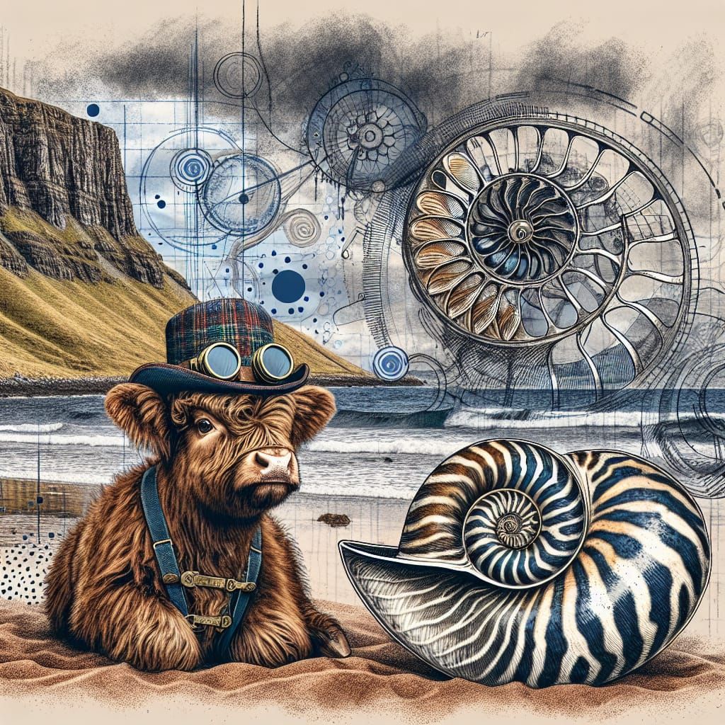 Steampunk baby Highland cow