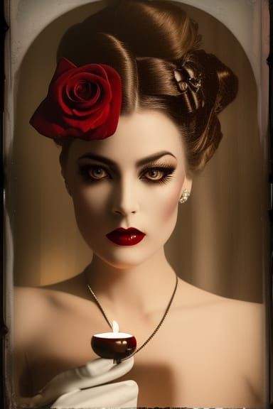 Victorian Vampire Queen with Candle in Daguerreotype Style
