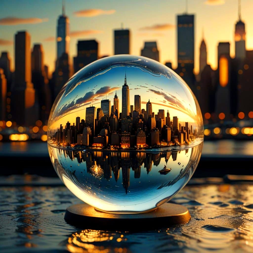 Miniature New York City in Glass Orb