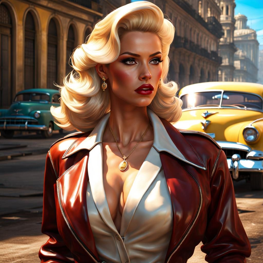 Beautiful Cuban Woman in Latex Coat, 8k Art