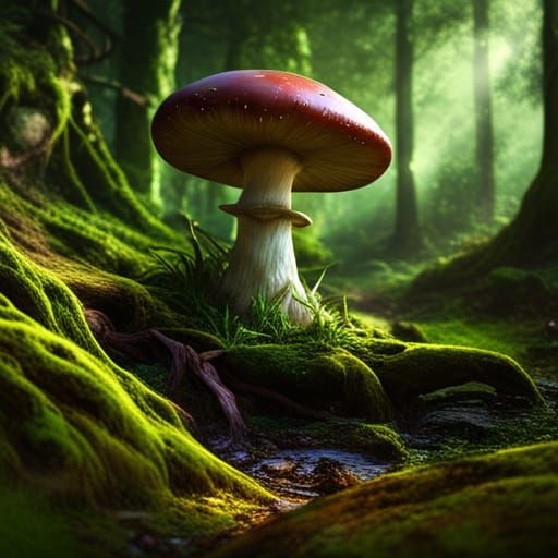 Mushroom Close-Up: Detailed Matte Painting