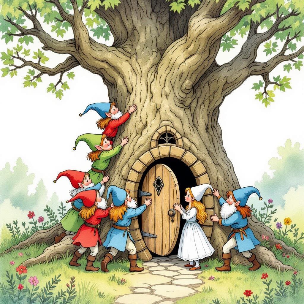 Whimsical Tree and Elves at Fairy Door