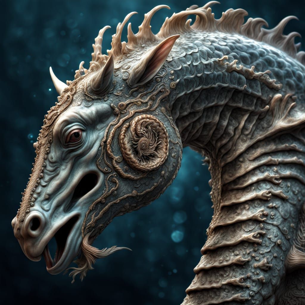 Hyperrealistic Hippocampus Creature in Cinematic Lighting