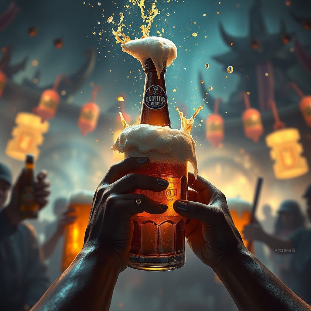 Fantastical Beer Celebration in Vibrant Color