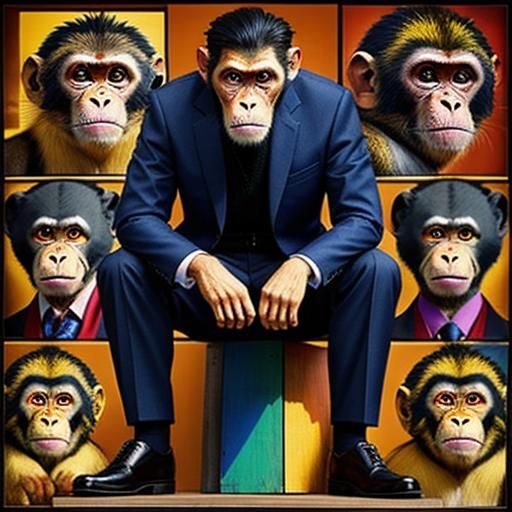 Monkey Teacher Leading a School Class in Mathematics