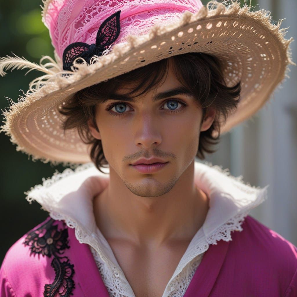 Intriguing Figure in Bright Pink Lace Outfit