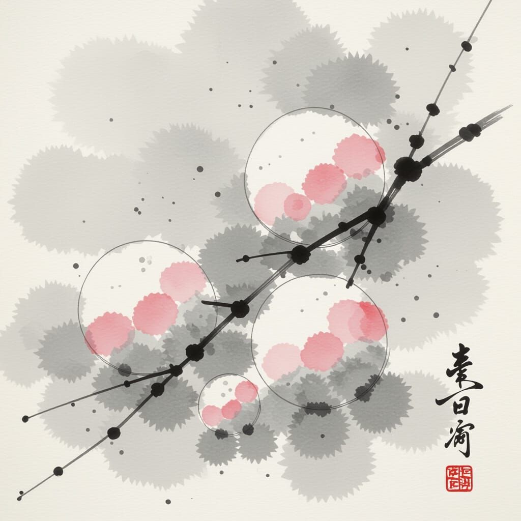 Snowballs Ablaze: An Ink Art Impression