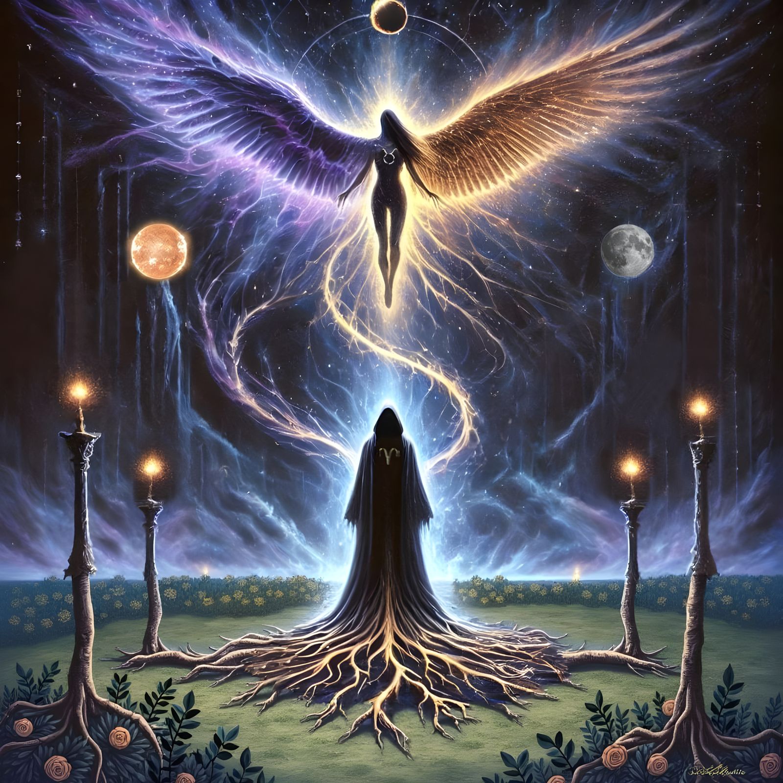 Romantic Whimsy in a Fantasy Garden Scene