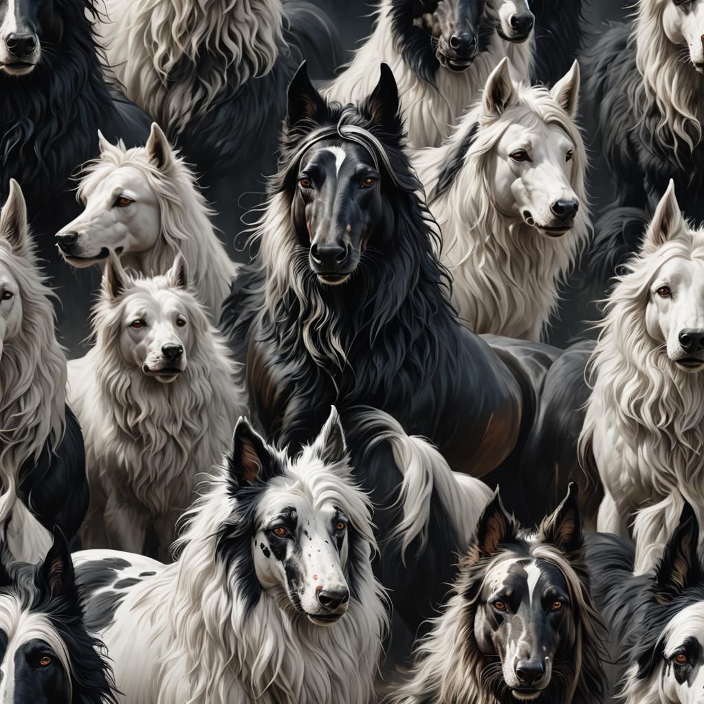 Fantastical Horse-Dog Creature with Fluffy Ears