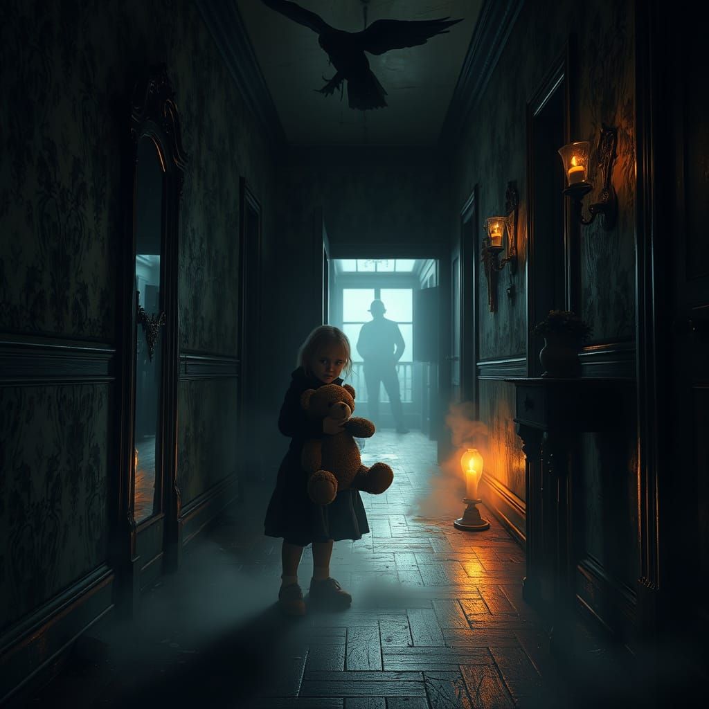 Eerie Victorian Mansion Scene in Esoteric Horror Style