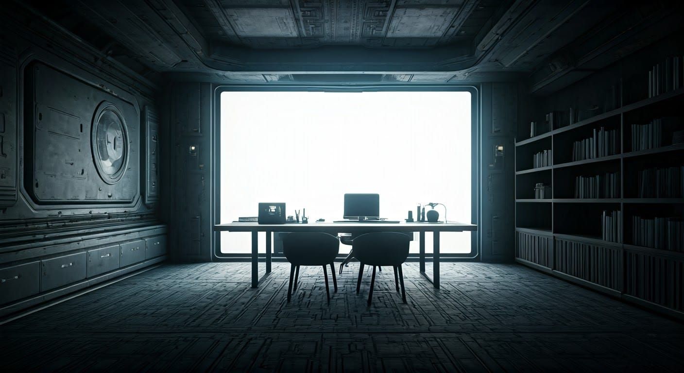 High-Tech Modern Office with White Broadcasting Wall