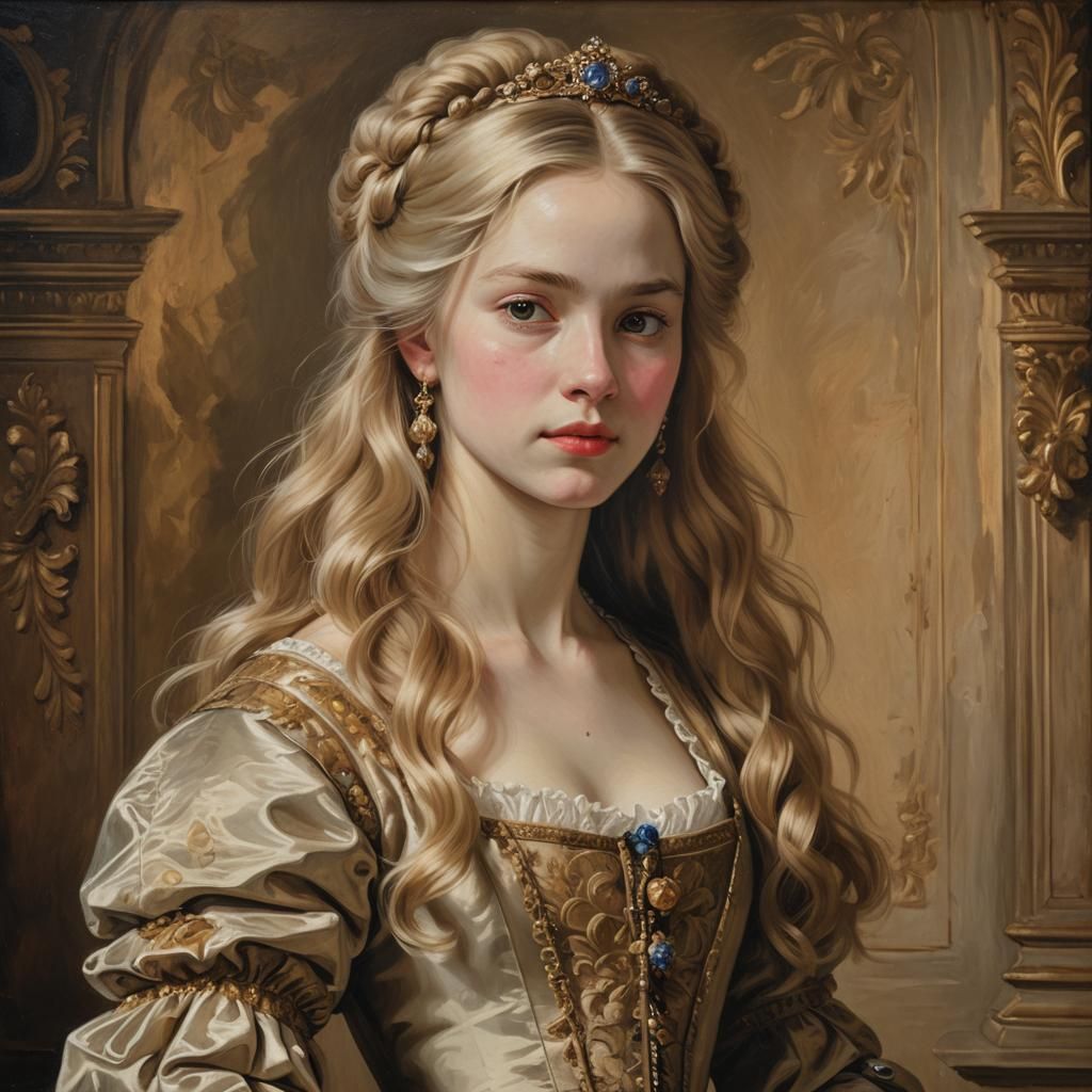 Rococo Princess Portrait in Oil Painting Style