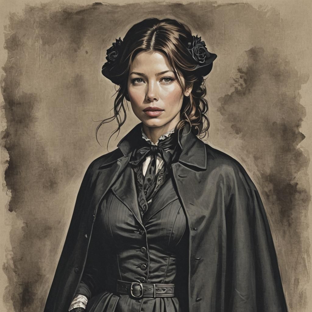 Jessica Biel as Jack the Ripper in Vintage Style