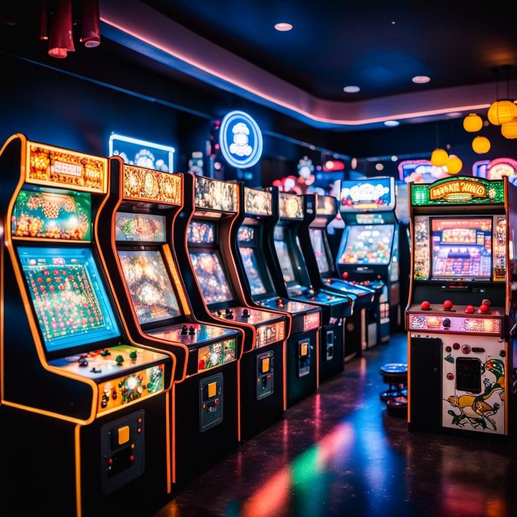 Retro Arcade with Japanese Influences in Pixel Style