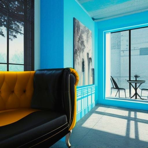 Vibrant Photorealistic Interior Scene in High Contrast