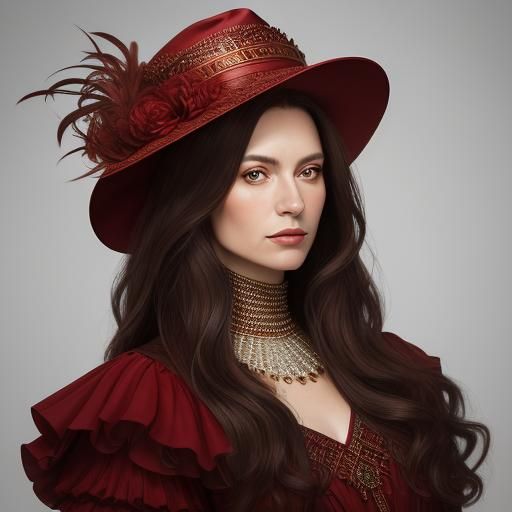 Elegant Woman in Red Dress: High-End Portrait